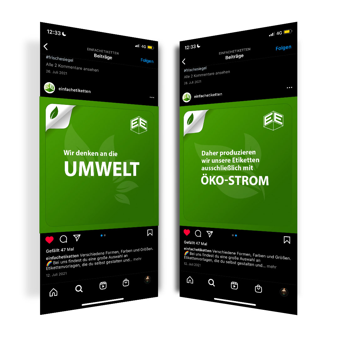 Umweltbewusstsein durch Etikettenproduktion mit Öko-Strom.