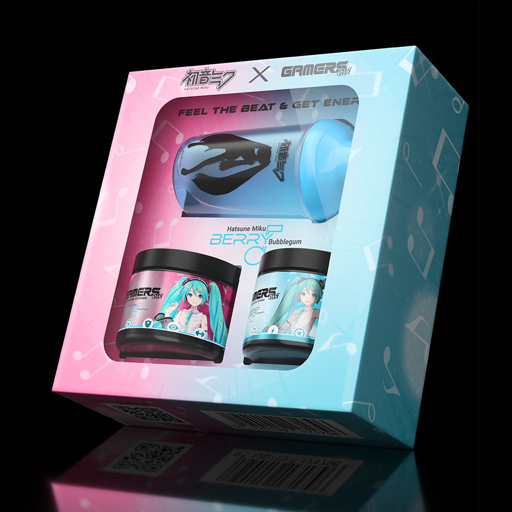 Limitierte Gaming-Box mit Hatsune Miku, Bubblegum-Geschmack und energetischen Snacks.