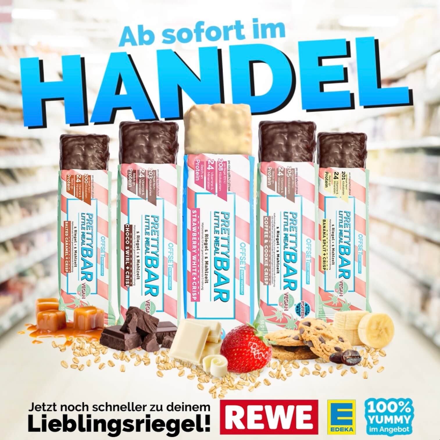Vier verschiedene Proteinriegel der Marke Pretty Bar sind im Handel erhältlich.